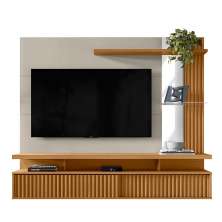 Painel para Tv até 60" Ripado com Espelho 2 Portas Calêndula Nature/Off White