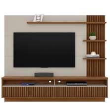 Painel para Tv até 65" Ripado 2 Portas com Nicho Marianne Freijo/Off White