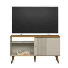 Rack para TV 50 Polegadas 1 Porta 1 Prateleira Rubro Nature/Off White