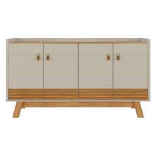 Buffet Aparador Ripado Estilo Retrô Tucson Nature Off-White