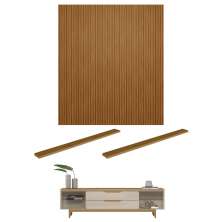 Conjunto Painel Ripado e Rack TV 75' Ottis Tauri Off White