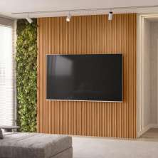Painel Frisado para TV 75' com Prateleira Kadu Nature Fosco