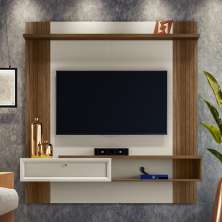 Painel para TV com Porta Kiara Freijó Off White