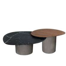 Conjunto de duas Mesas de Centro Orgânica 110 cm Mármore e Mdf