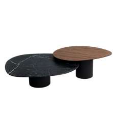 Conjunto de duas Mesas de Centro Orgânica 80 cm Mármore e Mdf