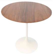Mesa Lateral Tulipa Saarinen Redonda 51 cm - Imbuia Base Branca