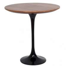 Mesa Lateral Tulipa Saarinen Redonda 51 cm - Imbuia Base Preta