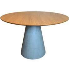 Mesa de Jantar Cone Cimento Queimado 100 cm Tampo Freijó