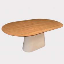 Mesa de Jantar Cone Oval Oblongo 120x80 cm Base Laqueado Tampo Freijó