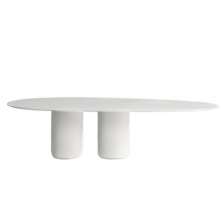 Mesa de Jantar Oásis Orgânica Cilíndrica Laqueado Branco 198x122 cm