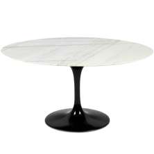 Mesa de Jantar Saarinen Oval 120x80 cm Mármore Branco Extra Base Preta