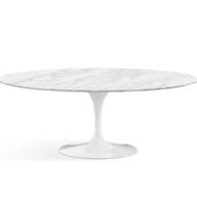 Mesa de Jantar Saarinen Oval 120x80 cm Mármore Carrara Base Branca