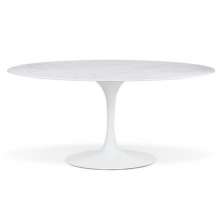 Mesa de Jantar Saarinen Oval 180x100 cm Mármore Branco Extra Base Branca