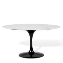 Mesa de Jantar Saarinen Oval 180x100 cm Mármore Carrara Base Preta