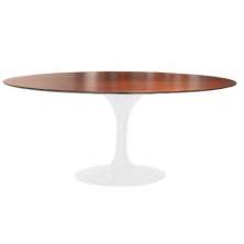 Mesa de Jantar Tulipa Saarinen Oval 244x137 cm Tampo Imbuia Base Branca