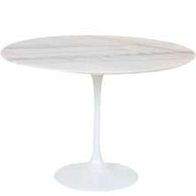 Mesa de Jantar Tulipa Saarinen Redonda 90 cm Mármore Branco Extra