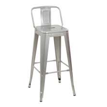 Banqueta alta Iron Tolix com encosto 76 cm Alumínio Prata