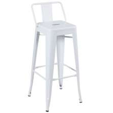 Banqueta alta Iron Tolix com encosto 76 cm Branco