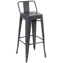 Banqueta alta Iron Tolix com encosto 76 cm Cinza Escuro