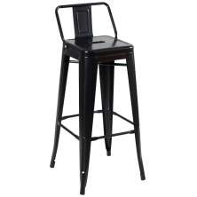 Banqueta alta Iron Tolix com encosto 76 cm Preto semibrilho
