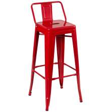 Banqueta alta Iron Tolix com encosto 76 cm Vermelho