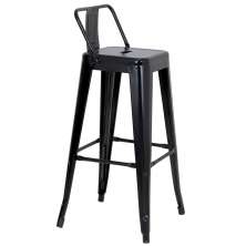 Banqueta alta Iron Tolix com encosto 76 cm acabamento texturizado Preto