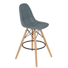 Banqueta alta bancada cozinha Charles Eames Eiffel Botonê estofada Cinza Escuro