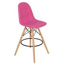 Banqueta alta bancada cozinha Charles Eames Eiffel Botonê estofada Rosa pink
