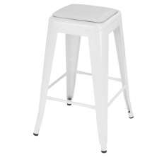 Banqueta média Iron Tolix 61 cm design industrial com almofada Branco com almofada branca