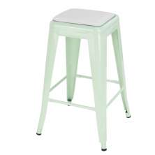 Banqueta média Iron Tolix 66 cm design industrial com almofada Verde claro com almofada branca