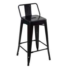 Banqueta média Iron Tolix com encosto 66 cm Preto