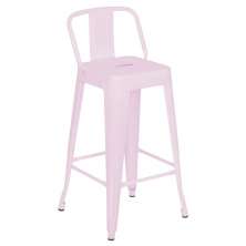 Banqueta média Iron Tolix com encosto 66 cm Rosa claro