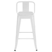 Banqueta média Iron Tolix encosto 61 cm design industrial com almofada Branco com almofada branca