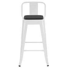 Banqueta média Iron Tolix encosto 61 cm design industrial com almofada Branco com almofada preta