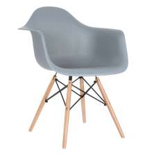 Cadeira Charles Eames Eiffel DAW com braços e pés de madeira clara Cinza médio nacional - DESATIVADO