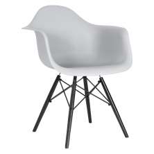 Cadeira Charles Eames Eiffel DAW com pés de madeira preta Cinza claro