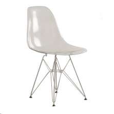 Cadeira acrílica Charles Eames Eiffel DKR com base de aço inox polido Incolor