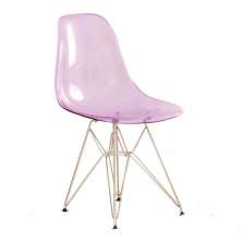 Cadeira acrílica Charles Eames Eiffel DKR com base de metal cromado Roxo translúcido