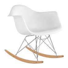Cadeira de balanço Charles Eames RAR com pés de madeira clara Branco