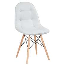 Cadeira estofada Charles Eames Eiffel Botonê com pés de madeira clara Cinza-claro