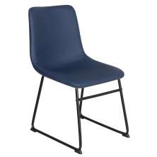 Cadeira estofada industrial Loft7 Vintage Brusque Azul petróleo