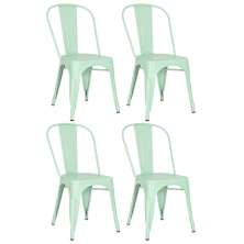 Conjunto - 4 x cadeiras Iron Tolix - Industrial - Aço - Vintage - Verde pastel