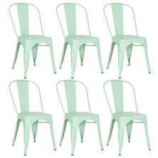 Conjunto - 6 x cadeiras Iron Tolix - Industrial - Aço - Vintage - Verde pastel