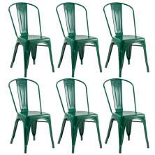 Conjunto - 6 x cadeiras Iron Tolix - Industrial - Vintage - Verde floresta