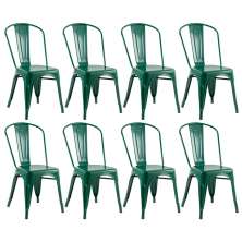 Conjunto - 8 x cadeiras Iron Tolix - Industrial - Vintage - Verde floresta