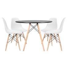 Conjunto - Mesa Eames 100 cm preto + 4 cadeiras Eames Eiffel DSW branco