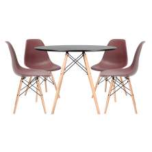 Conjunto - Mesa Eames 100 cm preto + 4 cadeiras Eames Eiffel DSW marrom