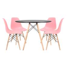 Conjunto - Mesa Eames 100 cm preto + 4 cadeiras Eames Eiffel DSW rosa