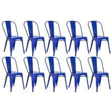 Kit 10 cadeiras Iron Tolix design indutrial jantar cozinha Azul escuro