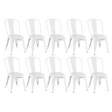 Kit 10 cadeiras Iron Tolix design indutrial jantar cozinha Branco